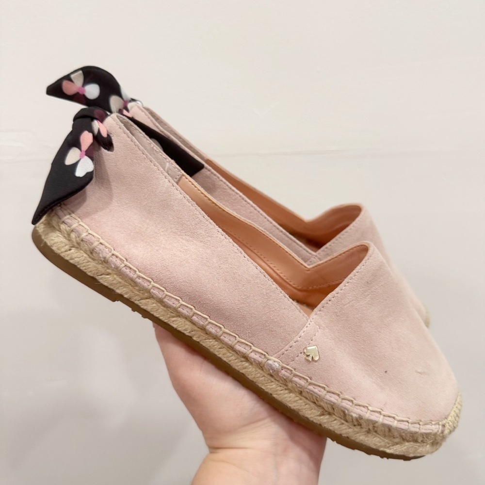 Kate Spade Grayson Espadrille Flats Pink Suede Tie-Back Size 6